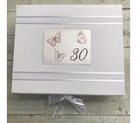 30TH Birthday. Special Occasion. Large Keepsake Box. Vintage Butterflies Design. Hand Finished by WHITE COTTON CARDS (VB30LK)