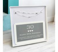 30th Birthday Sterling Silver Heart Bracelet My Posh Shop Silver 20cm