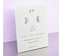 30th Birthday Sterling Silver Three Star Sparkle Stud Earrings My Posh Shop Silver One Size
