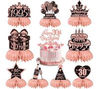 30th Birthday Table Decorations for Women - Rose Gold Party Honeycomb Centerpieces Cake Toppers Supplies, 17 Pieces Cheers to 30 Years Vintage 1995 Decor Happy 30th Birthday