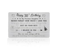 30th Birthday Wallet Card, Metal Engraved Wallet Insert Card, Personalised 30 Year Yr Old Birthday Gifts for Daughter, Gift from Mum Dad(5.5 * 8.5cm)
