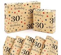30th Birthday Wrapping Paper,5 Sheets 50x70cm 30th Wrapping Paper with Colorful Stars and Dots for Boys,Girls Birthday