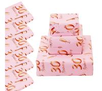 30th Birthday Wrapping Paper, 5 Sheets 70x50cm Rose Gold Pink Happy Birthdays Gift Wrap Paper for Girls Women, 30th Birthday Decorations - Recyclable