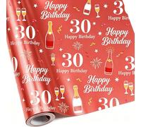 30th Birthday Wrapping Paper,Rose Gold Mini Roll,30th Birthday Paper Gift Wrap for Girls Recycled(43cmx5m)