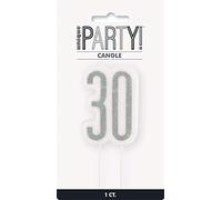 30th Black Glitz Birthday Candle - Perfect Milestone Celebration Decor - 1 Pc