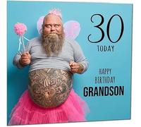 30th Grandson Funny Birthday Card - Bearded Man Joke Funny Grandsons Birthday Card for 30 Year thirty, thirtieth