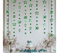 30th Happy Birthday Banner,Premium Birthday Decoration Set,3m Long B/irthday Decorations,B/irthday De/corations for Men and Women,Green Party D/ecorations,Green Circle Dots Star Party D/ecorations