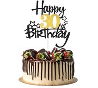 30th Happy birthday Cake Topper 30th Birthday Decorations Black Gold Glitter Happy Birthdays Decorations Cheers to 30 Years Birthdays Cakes Topper Cake Gift Plugin Anniversary Party Cakes Supplies