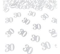 30th Happy Birthday Confetti Decorations - Number 30 Silver Glitter Table Confetti for 30th Birthday, 30th Anniversary Wedding Party Supplies