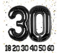 30th Number 30 Balloons 30,Black 30 Balloon 40 Inch Giant Helium Foil Number Balloons for Men Women 30th Birthday Party Decor Anniversary Party Decorations Supplies
