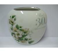30th Pearl Anniversary English Flowers China Vase 4.25"