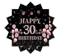 30th Serviettes Napkins,Black Rose and Gold Serviettes 30th Birthday Napkins for Women Women,20Pcs Napkins Disposable Tableware,Tissue Luncheon Paper Napkin for Women,Kids 30th Birthday Party Supplies