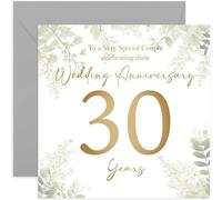 30th Wedding Anniversary Card - Thirty Year Anniversaries - Gift for Special Couple Celebrating - Thirtieth Wedding Anniversary - Eucalyptus Botanical Design