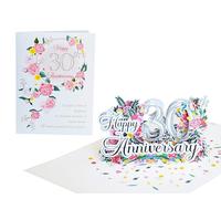 30th Wedding Anniversary Cards Pearl | Pop Up 3D Valentines Mothers Day Birthday Thank You Card (Size 15x20 cm - Happy 30th Anniversary Card)