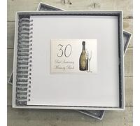 30TH Wedding Anniversary. Special Occasion. Card & Memory Book. Champagne Bottle & Flutes Design. Hand Finished by WHITE COTTON CARDS (CF30C)