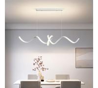 30W/40W Adjustable Pendant Light 3000-6000K Pendant Lamp Linear Surround Hanging Lamp LED Long Table Chandelier Modern White Suspension Lighting for Gym, Conference Room, Showroom, Pantry (120cm Whit