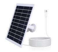 30W Camera Solar Panel Charger Micro USB/USB-C/DC5521 Solar Charging Panel IP65 Waterproof 360°Adjustable Mounting 9.8Ft Charging Cable Compatible with EufyCam/Wyze Cam (White Type C Port)