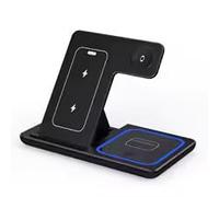 30W Fast Wireless Charger Stand, 3-in-1 Foldable Charging Station for iPhone 15/14/13/12/11, Apple Watch Series 9/8/7/6/5, and AirPods Pro (Black)