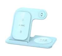 30W Fast Wireless Charger Stand, 3-in-1 Foldable Charging Station for iPhone 15/14/13/12/11, Apple Watch Series 9/8/7/6/5, and AirPods Pro (Aqua)