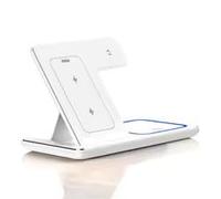 30W Fast Wireless Charger Stand, 3-in-1 Foldable Charging Station for iPhone 15/14/13/12/11, Apple Watch Series 9/8/7/6/5, and AirPods Pro (White)