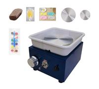 30W Mini Pottery Wheel Machine with Dual Turntables - Adjustable 0-300 RPM Speed, Detachable Basin, Sculpting Tools & Apron for Ceramic Art, Crafting & DIY Projects