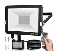 30W PIR Motion Sensor Floodlight, IP66 Waterproof Outdoor Motion Sensor Security Light, 3000LM 6500K Cold White Outdoor Lights Mains Powered for Garden Corridor Entrance Backyard