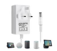 30W Power Adapter for Echo Show (8/10/15) Echo(3./4. Gen) Echo Show (2. Gen.) Echo Plus (2. Gen) 18V 1.67A Charger Power Adapter Cable with UK Plug Wire 2M power cable Compatible with Alexa (White)