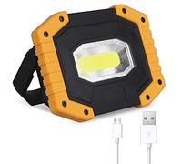 30W Rechargeable Portable Work Light, T-SUN LED Floodlights with USB, Spotlight Waterproof Outdoor for Car Repairing, Fishing, Camping, Emergency Security Lights, 3 Modes (Battery Included) 1-Pack