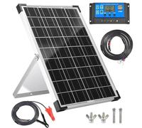 30W Solar Panel Kit, 12V Solar Battery Chager Maintainer + 10A PWM Charge Controller + Extension Cables and Adjustable Mount Bracket