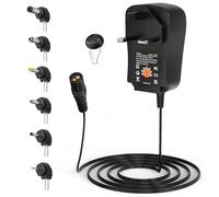 30W Universal AC/DC Adapter, Adjustable Power Supply 3V 4.5V 5V 6V 7.5V 9V 12V (Up to 2A) with 6 Interchangeable Tips & 5V 2.1A USB Port for Picture Frame, LED Strips, Routers, Cameras, Speakers ect