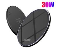 (30W Upgraded version, Black) NEW 50W Qi Wireless Charger Fast Charging Pad for All Qi Standard iPhone Samsung Huawei Xiaomi Android Mobile Phone