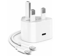 30W USB-C Fast Charger Plug with 1M USB-C to USB-C Cable, PD Power Adapter Compatible with iPhone 15 Series, iPad, Samsung Galaxy, Google Pixel & More - Travel Design, White