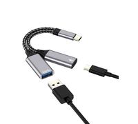30w USB C Splitter for IPhone 16 15 Pro Max for Apple Adapter(2in1)OTG Digital Camera Cable Charging Converter Phone Charger for IPad Data Card Reader Adaptador Dual Power Drive Compatible for Samsung