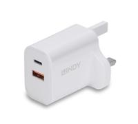 Lindy 30W USB Type A & C Charger UK Plug, Dual