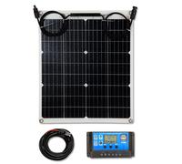 (30w White, Solar Panel & Kit) 30/50/100w Flexible Solar Panel PV Photo-voltaic Boat Marine Caravan Home Flexi