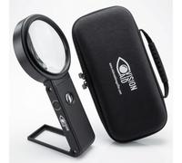 30x 10x Hands-Free Magnifying Glass with Stand USB Rechargeable LED Light Storage Case | Loupe Magnifier for Reading Jewelry Coins Seniors Hobby Crafts Close Work