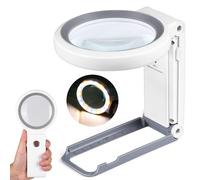 30X 10X Magnifying Glass with Light and Stand, Folding Handheld Magnifying Gl...