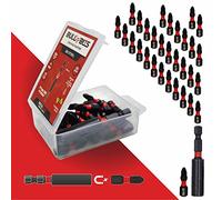 30x Bull Bits 25mm PZ2 Impact Screwdriver Bits Set - Pozi Pozidriv, Shock Zone, S2 Steel, Torsion Zone, Magnetic Bit Holder