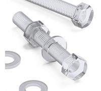 30x Clear Acrylic Hex Head Plastic Screws & Bolts M8 x 60mm, Nuts & Washers