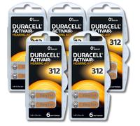 30 x Duracell Size 312 Hearing Aid Batteries Brown -Zinc Air Mercury Free PR41