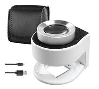 30X Jewelry Magnifier, Portable Coin Magnifier with 6 LED Lights Rechargeable Jewellers Magnifying Glass for Coins, Jewelry, Currency, And Stamps