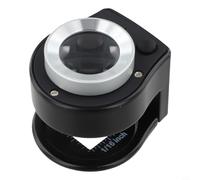 30x LED Illuminated Handheld Magnifying Glass with Built-in Portable Scale for Jewelry Inspection, Stamp Collecting & Measurement - 60 x(Black)