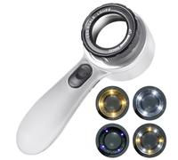 30x Magnification Jewelry Authenticity Tool with 4 Color LED Lighting Rechargeable Handheld Magnifier for Antique Coin Stamps Inspection ABS Rechargeable Magnifier