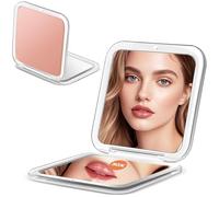 30X Magnifying Mirror, Compact Travel Mirror for Purse & Pocket, Double-Sided 1X/30X HD Makeup Mirror with Tweezers - Portable Mirror for Eyebrow Plucking, Daily Beauty & Travel Essentials, Rose