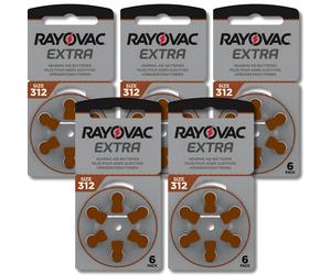 30x RAYOVAC 312 Hearing Aid Batteries Advanced 1.45V PR41 ZA312 EXPIRY 11/2028
