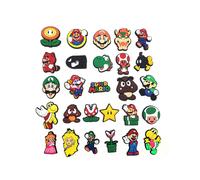30x Super Mario Cartoon Series Themed Shoe Charms Shoe Buckle for Crocs Jibbitz, Cool Shoe