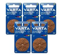 30x Varta Hearing Aid Batteries Type 312 PR41 1.45V Zinc Air Made in DE