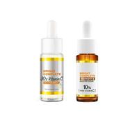 30X Vitamin C Day + 10% Vitamin C Night Serum Combo - 15ml + 15ml | Wake Up to 73% Brighter Skin | Reduces Dark Spots & Evens Skin Tone | AM+PM Brightening Routine | For All Skin Types | Men & Women