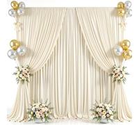 30x10ft Beige Backdrop Curtain for Parties Wrinkle Free Fabric Backdrop Curtain Wedding Photo Backdrop Drapes for Birthday Party Baby Shower Bridal Shower Photography Back Drop 6 Panels 5x10FT