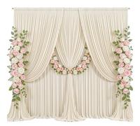 30x10ft Beige Photo Backdrop Curtains for Parties Wedding Wrinkle Free Polyester Photoshoot Curtains Drapes Backdrop for Birthday Baby Shower Graduation Stage Photography Background 6 Panels 5x10FT
